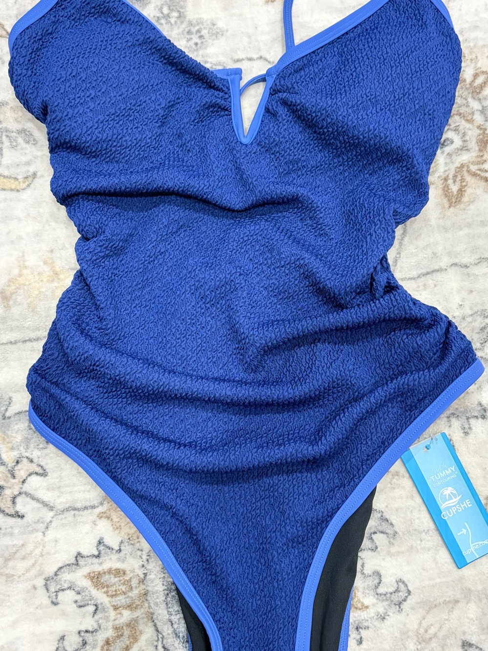 Cupshe Royal Blue Textured Girls One-Piece Swimsuit